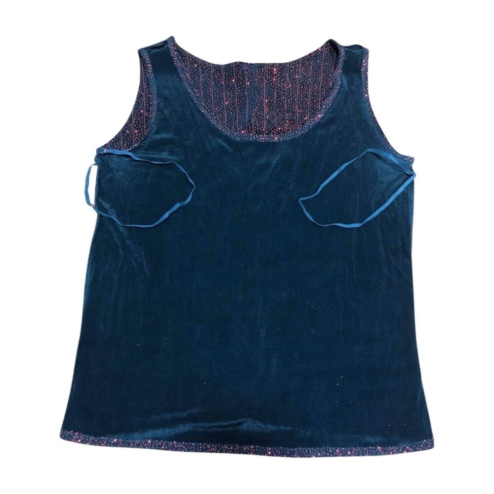 Onyx Nite Women's Blue and Gold Sleeveless Size L